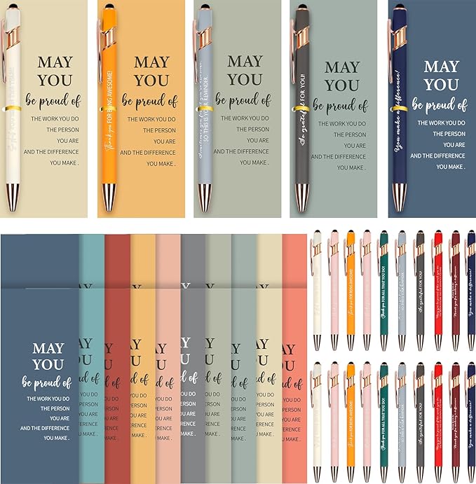20 Set Employee Appreciation Ballpoint Pens with Inspirational Stylus Tips Cards Team Thank You for Coworkers Team Nurse Teacher Staff Favors
