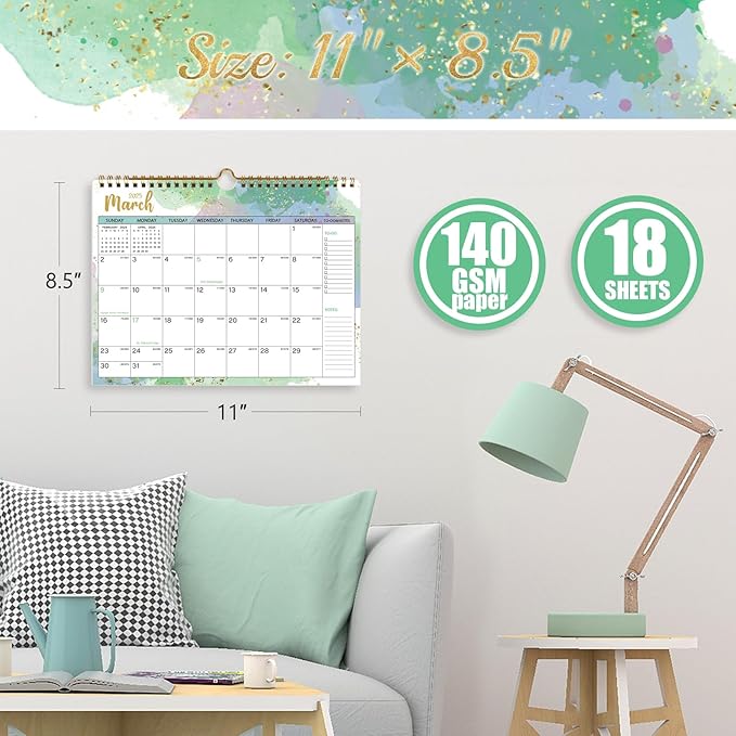2025 Calendar 18 Month Wall Calendar 2025-2026, January 2025 to June 2026 Calendar with Julian Dates, 11" X 8.5" (2025-2026 Wall Calendar Water Ink)