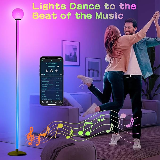 2PCS Corner Floor Lamp,70" Smart RGBW LED Corner Lamp with Glow Ball Light,16 Million Colors Changing Corner Lamp with Remote and App Control,Music Sync&Timing Smart Floor Lamp for Living Room