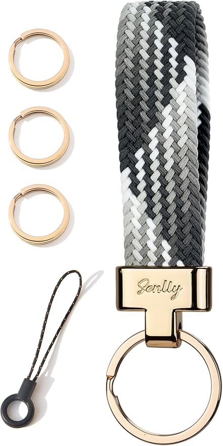 SENLLY Car Keychain, Stretchy Key Holder, Original Elastic Anti-Drop Design Finger Lanyard Strap