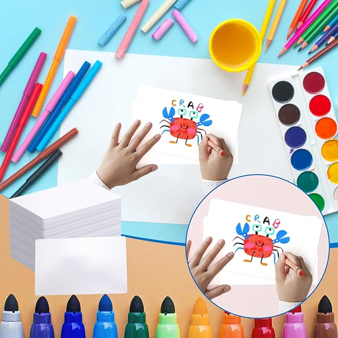 120Pcs Dry Erase Index Cards Notecards Blank Reusable Flash Cards Sheets Game Cards Study Business Note Cards for School Office Housework Taking To Do List(White, 3 x 5 Inch)