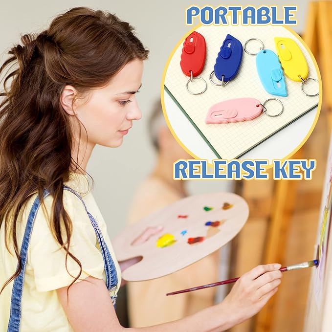 5 Pcs Mini Portable Box Cutter Auto Retractable Blade Pocket Knives Utility Office Letter Opener Small Box Opener for Opening Packages Paper Cutting DIY Crafts, 5 Colors