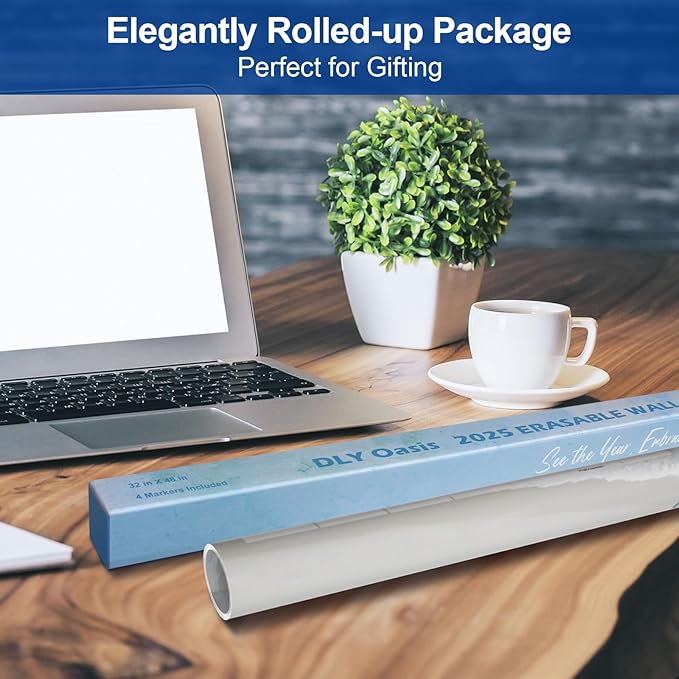 32" x 48" 2025 Wall Calendar Dry Erase - Large Scenery Background Calendar Wet & Dry Erasable Laminated 12 Month Annual Yearly Planner, Reversible, Horizontal/Vertical (2025 Beach Wall Calendar)