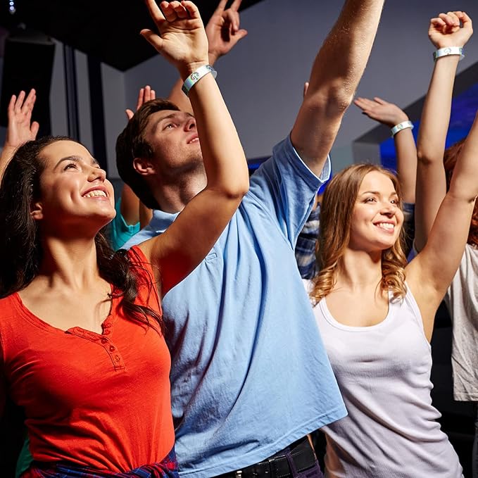 Jadive 500 Pieces Paper Wristbands VIP Plastic Waterproof Party Identification Wristbands Party Bracelets for Events Amusement Parks, Club, Concerts, Fairs, Festivals and Events(Neon Silver)