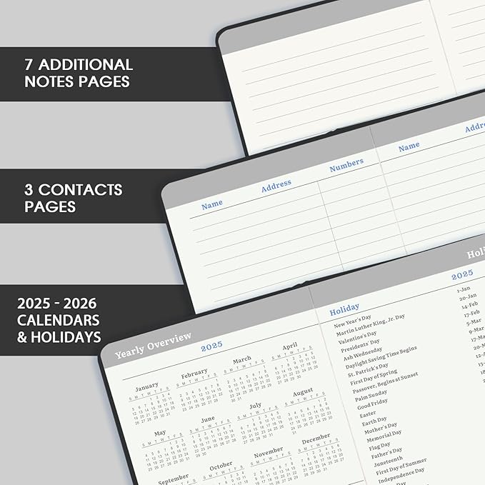 2025 Pocket Planner/Calendar - Pocket Planner 2025, JAN 2025 - DEC 2025, Pocket Calendar 2025 for Purse, 6.3'' × 3.8'', Elastic Bound, Bookmark, Inner Pocket, Agenda Planner with Pen Holder
