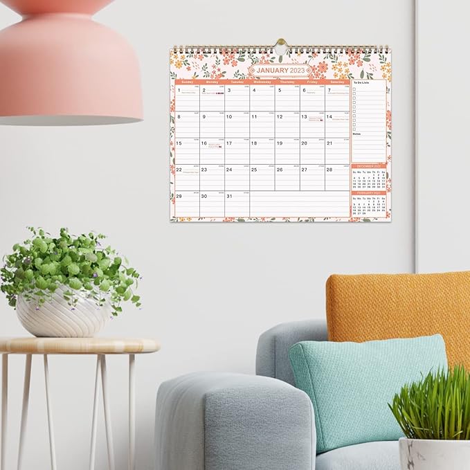 2025-2026 Wall Calendar - 18 Month Calendar from January 2025 - June 2026, 15" x 11.5", Large Blocks, Two-Wire Binding for Planning and Organizing for Home or Office, with Julian Dates