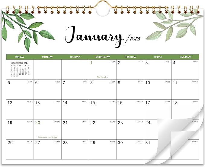 2025 Calendar - 2025 Wall Calendar, Jan. 2025 - Dec. 2025, 11" x 8.5", Small 12 Monthly Calendar 2025 with Thick Paper and Julian Date