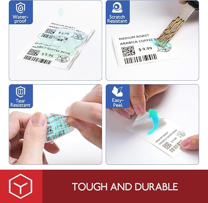 Phomemo [6x230 pcs] Original Labels for M110 M100 M220 M221 M120 M200, 1.97'' x 1.18'' (50x30mm),6 Rolls, 230 Labels/Roll, Square, White, All-Purpose Self-Adhesive Thermal, for Barcode, Name, Address