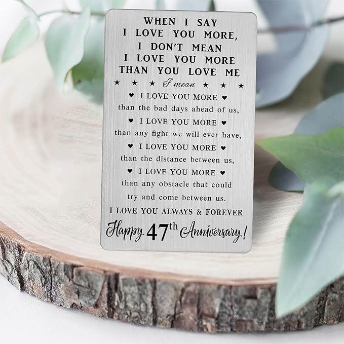 47 Year Anniversary Card Gifts for Him Her - Steel Card Gifts for Men - 47th Wedding Anniversary Wallet Cards Gift
