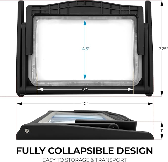MAGNIPROS Patented 5X Large LED Page Magnifier with Detachable Hands-Free Stand, 3 Color Light Modes, Anti-Glare Lens for Eye Strain Relief – Perfect for Reading, Crafting, Low Vision & Seniors