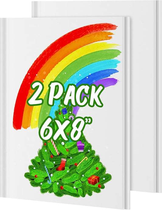 2-Pack Hardcover Blank Books, 60 Pages 6"x8" Blank Note for Kids to Write Stories, 100GSM DIY Calendar Hard Notebooks, White Writing Drawing Sketchbook Bulk, Scrapbook Journal Office School Supplies