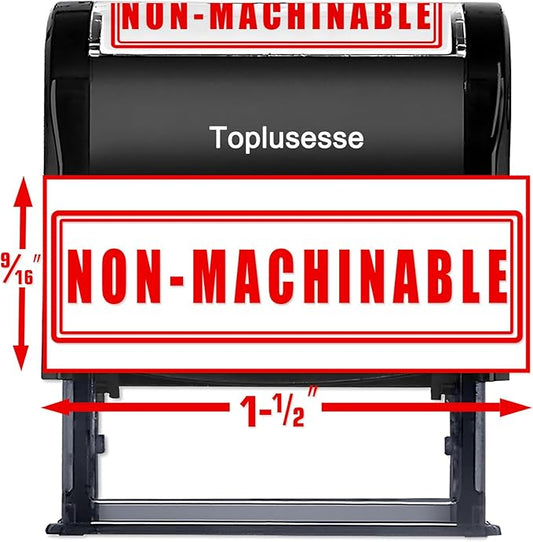 Non-MACHINABLE Stamp Self Inking Non Machinable Rubber Stamp Office Message Stamp Office Supplies- Red Ink One Line