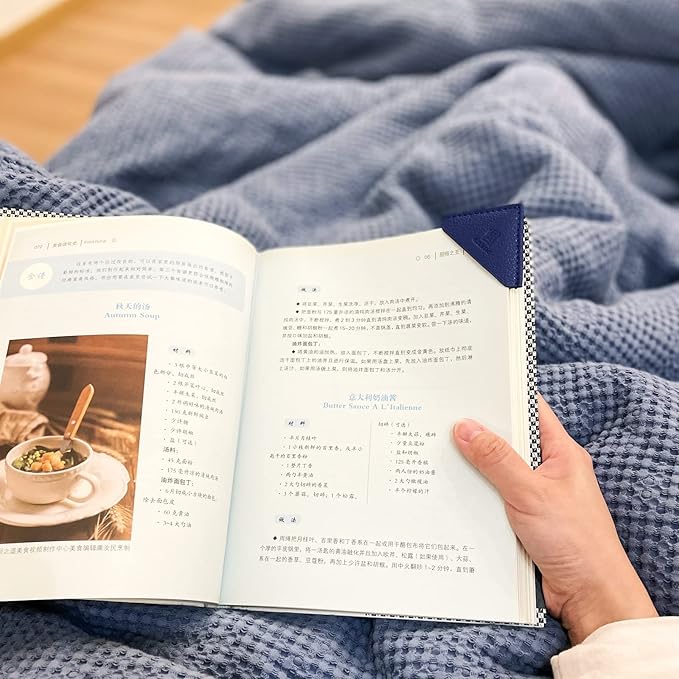 3 Pieces Leather Bookmarks Handmade Page Marker for Men Women, Faux Leather Page Clips Corner Book Markers for Teachers Gift for Writers Bookworm Book Lovers (06-Blue)