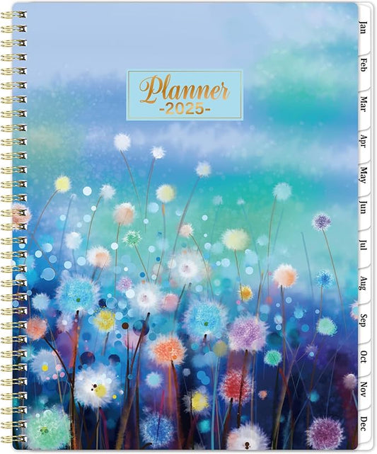 2025 Planner - Planner 2025, Jan 2025 - Dec 2025, 2025 Planner Weekly and Monthly, 8.5" x 11" 2025 Calendar Monthly Planner with Tabs & Pocket, Flexible Cover - Blue Floral