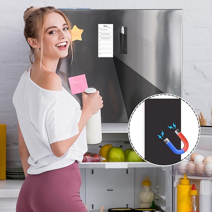 4 Pack Magnetic Note Pad for Fridge with Pen Holder, Totally 200 Sheets Magnetic To Do List, Grocery List, Shopping List, Meals Pads for Refrigerator