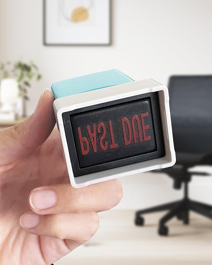 WAFJAMF Past Due Stamps–Self-Inking Rubber Office Stamp Red Ink Message Stamp-Medium