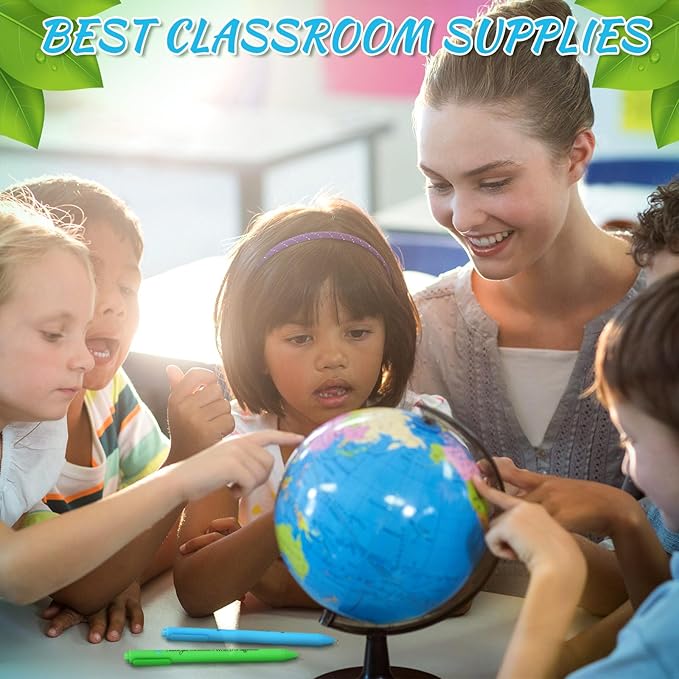 24 Pcs Earth Day Pens Bulk Earth Party Favors Novelty Cute Green Pens Blue Retractable Ballpoint Pen Earth Day Gift Pens for Desk Decoration Accessories Stationery Office, 2 Styles