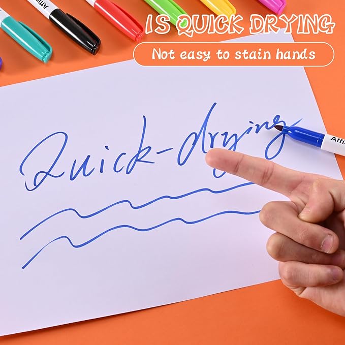 12 Colors Permanent Markers， 144 Pack Permanent Markers, Assorted Colors Marker，Fine Point， Permanent Markers Bulk, Fast Dry, Waterproof, work on Plastic, Glass, Metal, Wood and Stone