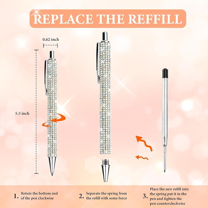 20Pcs Rhinestone Metal Ballpoint Pens Bling Pens Bulk Fancy Sparkly Crystal Diamond Pens Press Retractable Black Ink 0.7mm For Women Office Meeting Birthday Supplies Wedding Gifts(20colors)