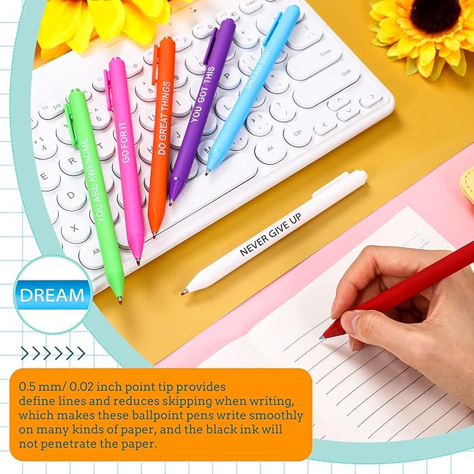 50 Pcs Gel Ink Pens Motivational Inspirational Quote Pen Retractable Rolling Ball Smooth Writing for Coworkers Supplies Office Home(Assorted Color,Motivational)