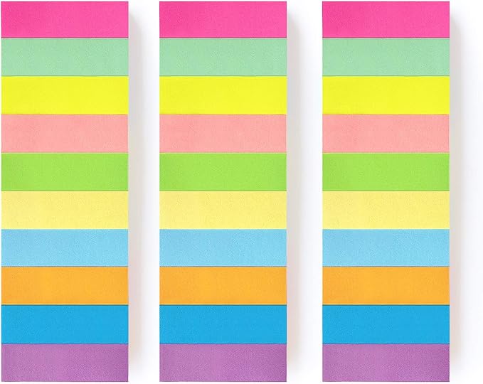 30 Pads 0.6x2 Inch Sticky Notes Flags Tabs Page Markers 10 Bright Color Sticky Index Tabs Page Flags 80 Sheet/Pad