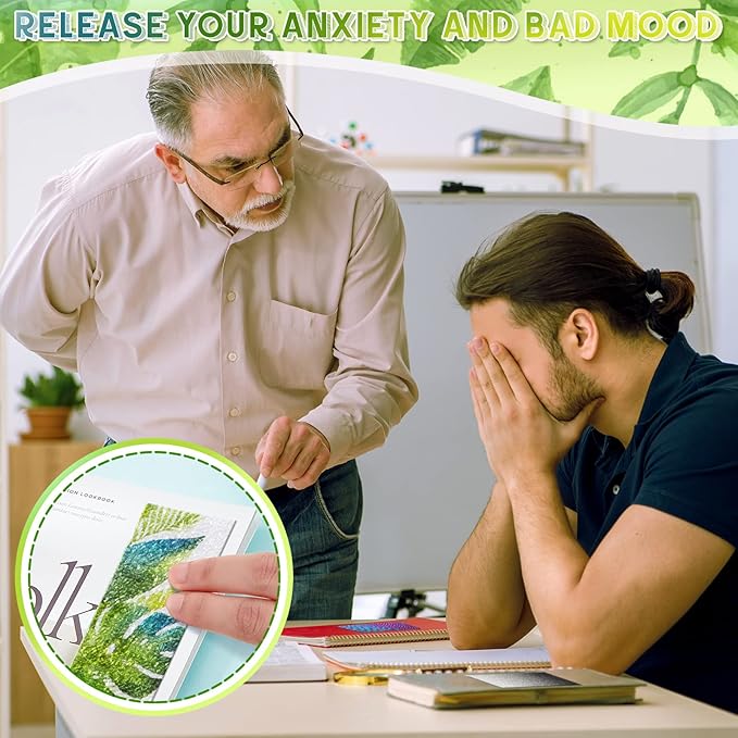 36 Pieces Anxiety Sensory Stickers Cute Fidget Textured Strips Toys Anti Stress Tactile Rough Sensory Calm Textured Strips Adhesives Anxiety Relief for Adults Teens Desk Classroom (Leaves Style)