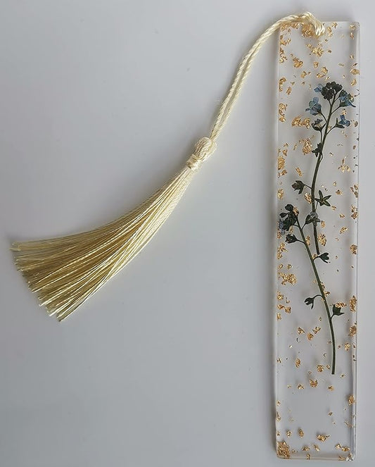 5.5x1 inch Flower Handmade Bookmark Resin Floral with Dried Flowers (Forget-me-not)