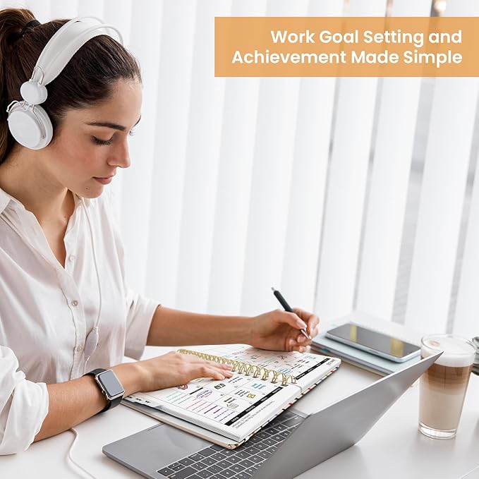 2025 Planner Weekly and Monthly, Jan 2025 - Dec 2025, Hardcover 2025 Calendar Planner Book with Monthly Tabs, Inner Pocket, Aesthetic Planner 2025 for Office Home School Planning - A5 (6.3" x 8.5"), Spiral Bound, Stripes