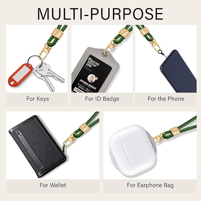 Fishent Keychain Wristlet lanyard, Cute Key Chain Holder, Upgraded Woven Wrist Lanyard for Keys, Wristlet Strap Keychain for Women Men Car Keys ID Badges Card Wallet Phone (Dark Green)