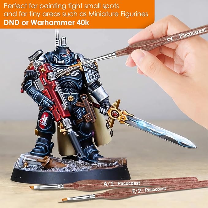 12PC Miniature Brushes, Pacocoast Detail Paint Brushes Set for Fine Detailing & Art Painting, Small Tiny Paint Brush Perfect for Acrylic, Paint by Number, Figurine, Craft, Models (Silver, Brown)