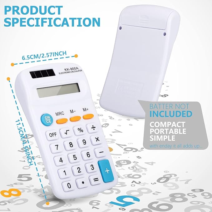 18 Pack Pocket Size Calculators Bulk 8 Digit Display Basic Calculator for Students Small Calculators Solar Battery Dual Power Calculator for School