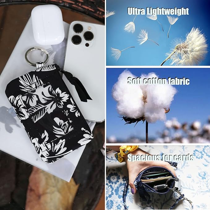 WONDERFUL FLOWER Lanyard Wallet, ID Holder with Lanyard, ID Wallet with Lanyard, Keychain Wallet for Women