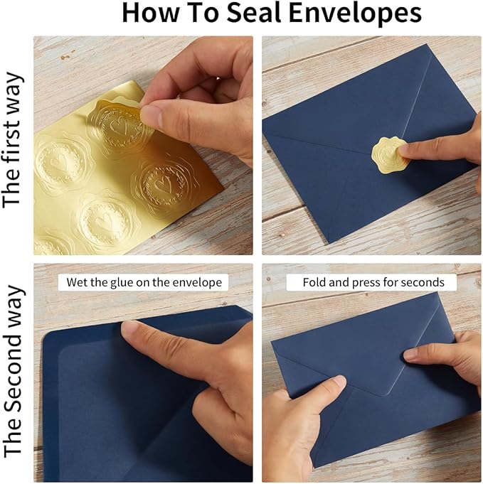 50 Pack Navy Blue A6 Envelopes with Cards 4x6 Thick Folded Cardstock and Gold Stickers for Greeting Cards, Wedding, Birthday, Invitations, Baby Showers (Navy Blue, 4x6)