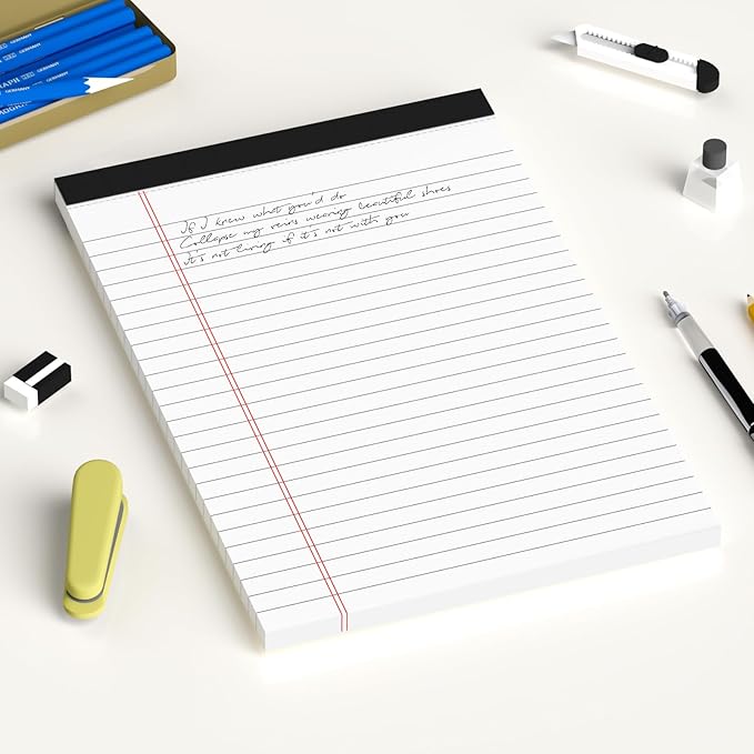 12pcs Small Note Pad 5x8 College Ruled White Legal Pads Paper Notepads 12 Pack Study Back Writing Pads 5 x 8 Legal Pads Perforated Narrow Ruled Pads of Paper White