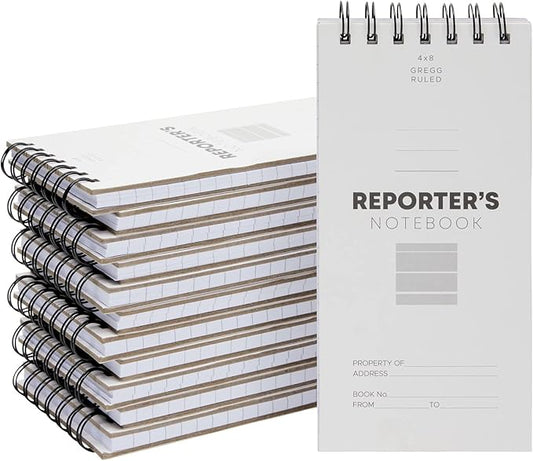 12 Pack Reporters Notebook, Spiral Note Pad for Journalist, Detective (70 Sheets/140 Pages Per Book, 4x8 In)