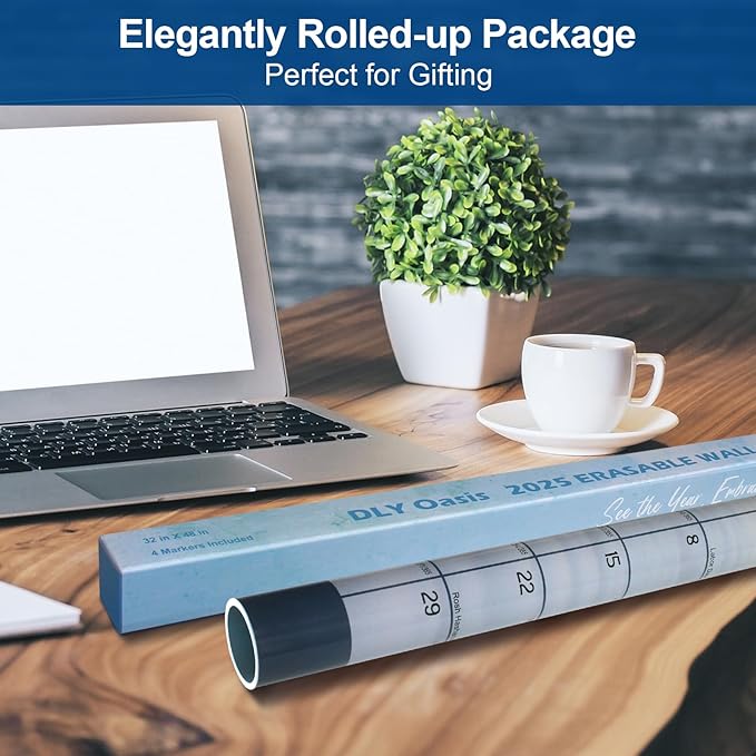 32" x 48" 2025 Wall Calendar Dry Erase - Large Scenery Background Calendar Wet & Dry Erasable Laminated Reversible, Horizontal/Vertical (2025 Flying-eagle Wall Calendar)