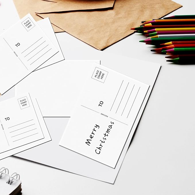 50 Pack Blank Postcard for Mailing, 4x6 Thick 14pt Mailable Post Cards Set for DIY Greeting Cards Thank You Card and More (White)