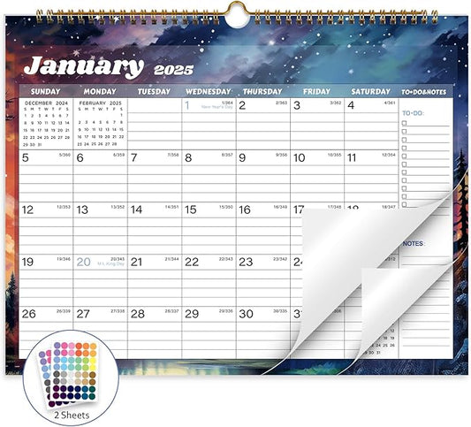 2025 Calendar 18 Month Wall Calendar 2025-2026, January 2025 to June 2026 Calendar with Julian Dates, 14.8" X 11.5" (2025-2026 Wall Calendar Starry Sky)
