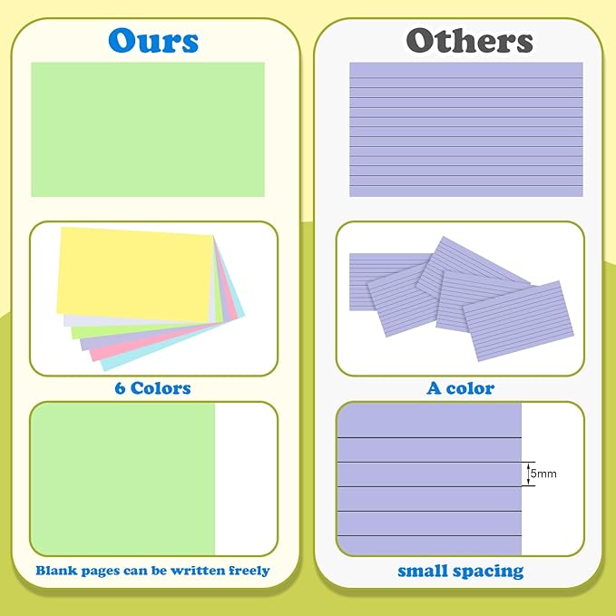 240 Count Colored Blank Index Cards 3x5 Inches Flash Cards Flashcards Heavy Weight Note Cards for Studying School Office Supplies