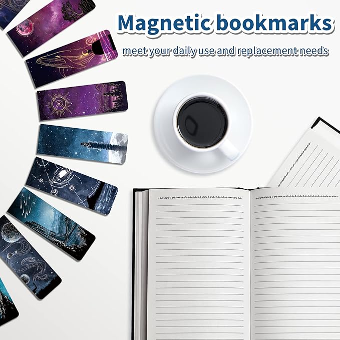 24 PCS Cool Magnetic Bookmarks, Space Starry Night Bookmarks for Book Lovers, Bulk Bookmarks for Men, Unique Book Mark for Boys, Girls, Students, Classroom Gifts, School Prize, Reading Present