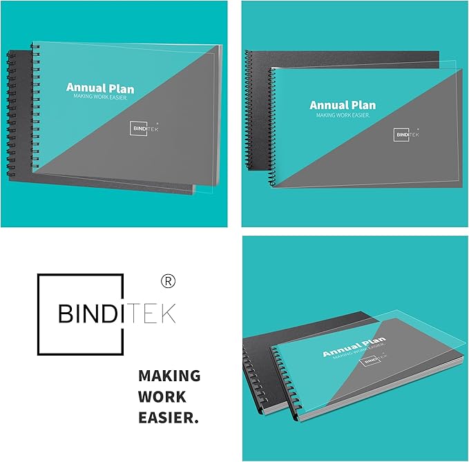 Binditek 100 Pack Binding Covers and Backs Set, 11 x 17 Inches, Including 50 Pcs 10 Mil Clear PVC Binding Covers, 50 Pcs 16 Mil Sand-Textured Polycovers, for Tabloid Size