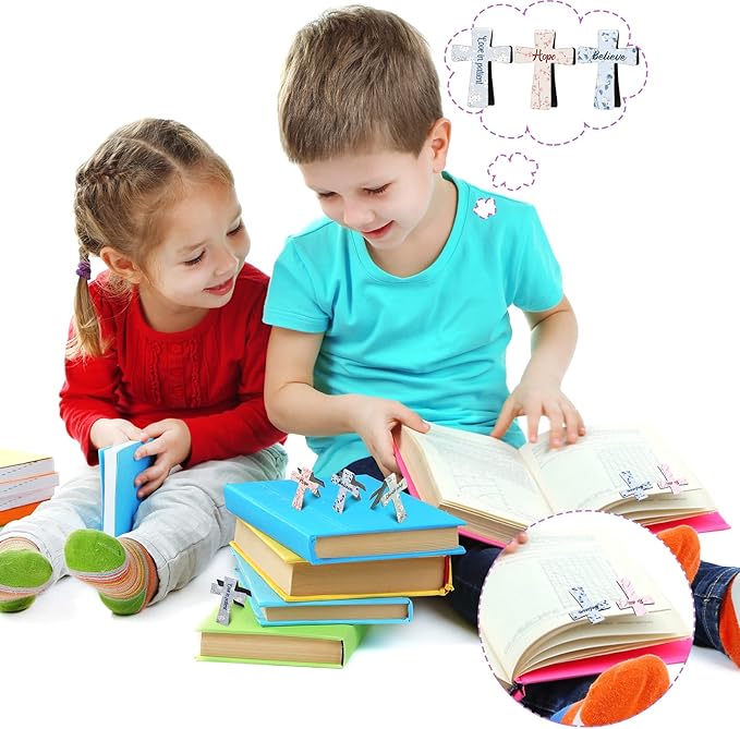 48 Pcs Magnetic Bookmarks Christmas Bible Gift Christian Scripture Inspirational Book Marks Bible Verse Cross Bookmark Magnetic Page Clips for Women Men School Reading Gifts(Floral Style)