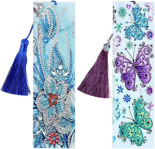 2Pack Diamond and Painting Bookmarks DIY Bookmarks with Tassel Great Gifts for Christmas, Thanksgiving, New Year, Birthday