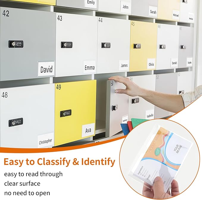 44 Pack Adhesive Pockets, Bin Labels for Storage Bins, Clear Label Holder, Index Card Holder 2x3.5 Inch, Plastic Storage Tote Labels for Organizing Bins Box Drawer