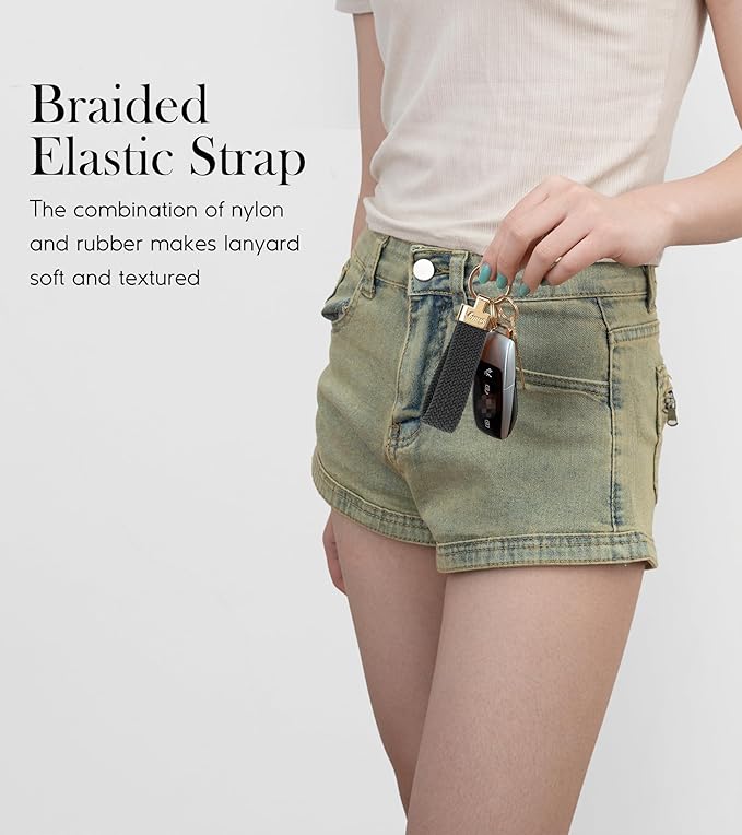 SENLLY Car Keychain, Stretchy Key Holder, Original Elastic Anti-Drop Design Finger Lanyard Strap