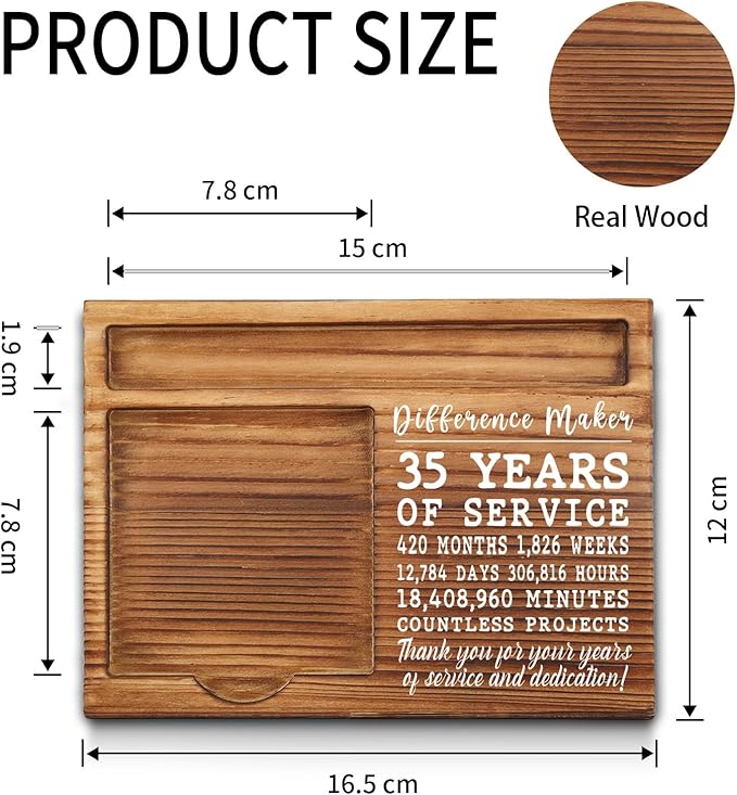 35th Work Anniversary Sticky Note Holder, Thank You Appreciation 35 Year Work Anniversary Decor Gifts for Women, Employee, Him, Her, Happy 35th Work Anniversary Self-Stick Note Pad Holders GSH30