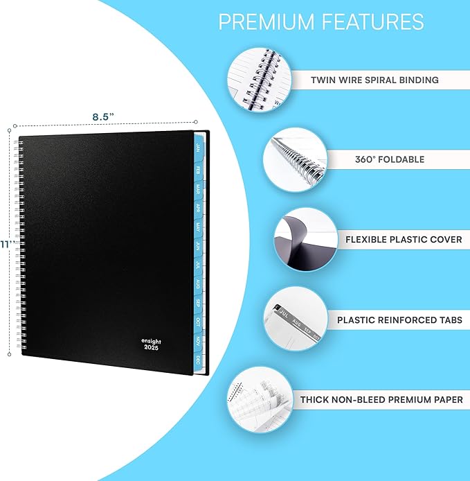 2025 Appointment Book & Planner- Ensight 8.5 x 11 inches, Large Tabbed Daily Hourly Weekly Planner, Calendar & Schedule Book 15-Minute time Slots, Business & Personal Planner Jan 2025- Dec 2025- Blue