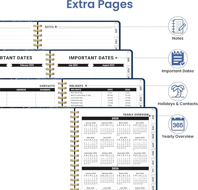 2025 Planner Weekly and Monthly, Jan 2025 - Dec 2025, Hardcover 2025 Calendar Planner Book with Monthly Tabs, Inner Pocket, Aesthetic Planner 2025 for Office Home School Planning - A5 (6.3" x 8.5"), Spiral Bound, Meteor Forest