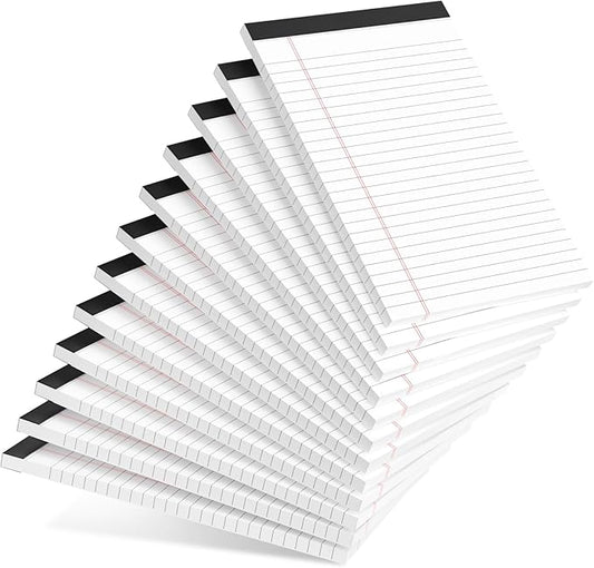 12pcs Small Note Pad 5x8 College Ruled White Legal Pads Paper Notepads 12 Pack Study Back Writing Pads 5 x 8 Legal Pads Perforated Narrow Ruled Pads of Paper White