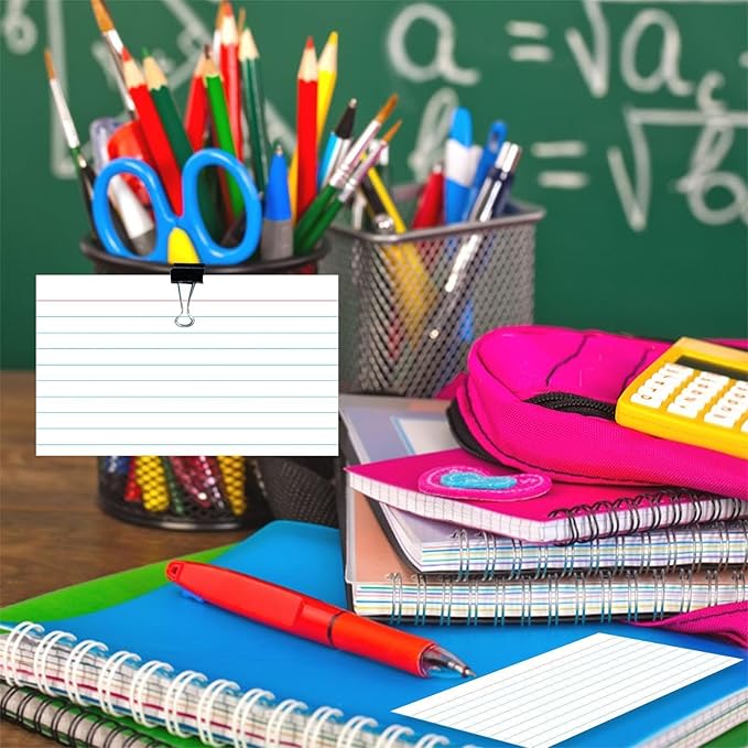 300 Pcs Index Cards 3x5 Ruled - Pinovk Flash Cards for Studying, White Index Cards, File Note Cards, Study Cards, Flash Cards, Study Cards, Lined Index Flashcards for Office and School Supplies